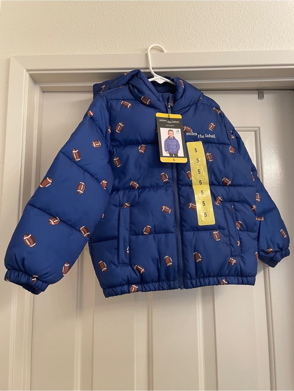 Miles the Label Boys' Royal Blue Football Puffer Jacket